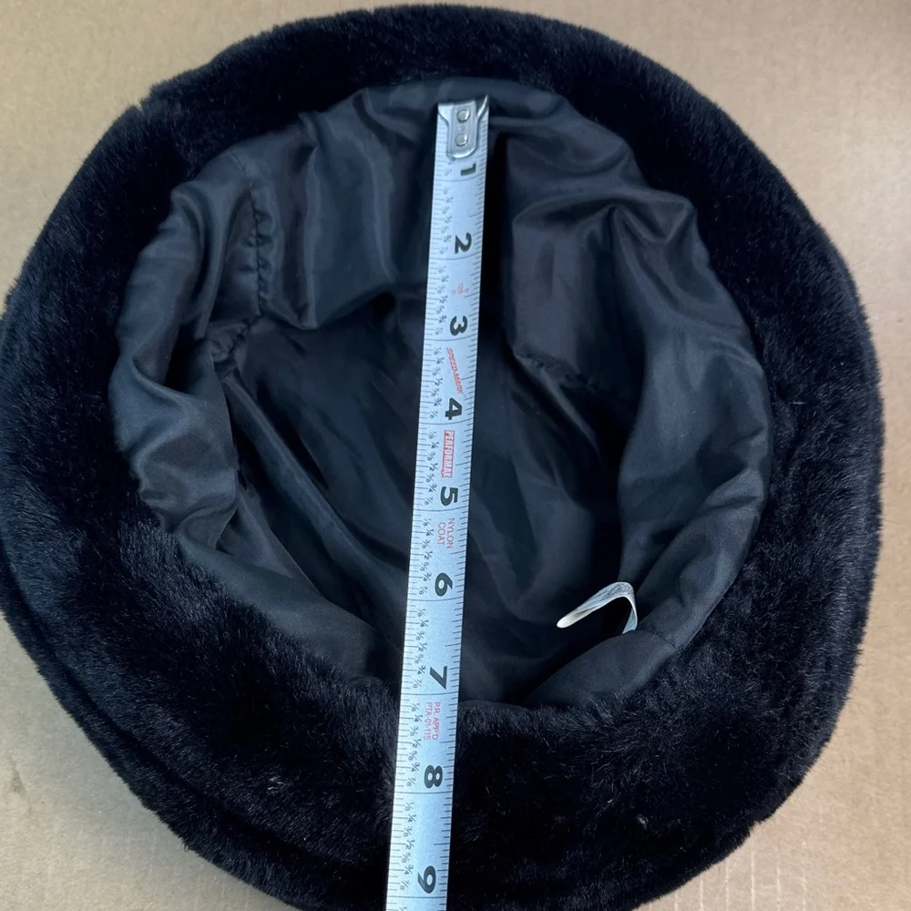Faux Fur Black Russian Style Winter Hat Beanie